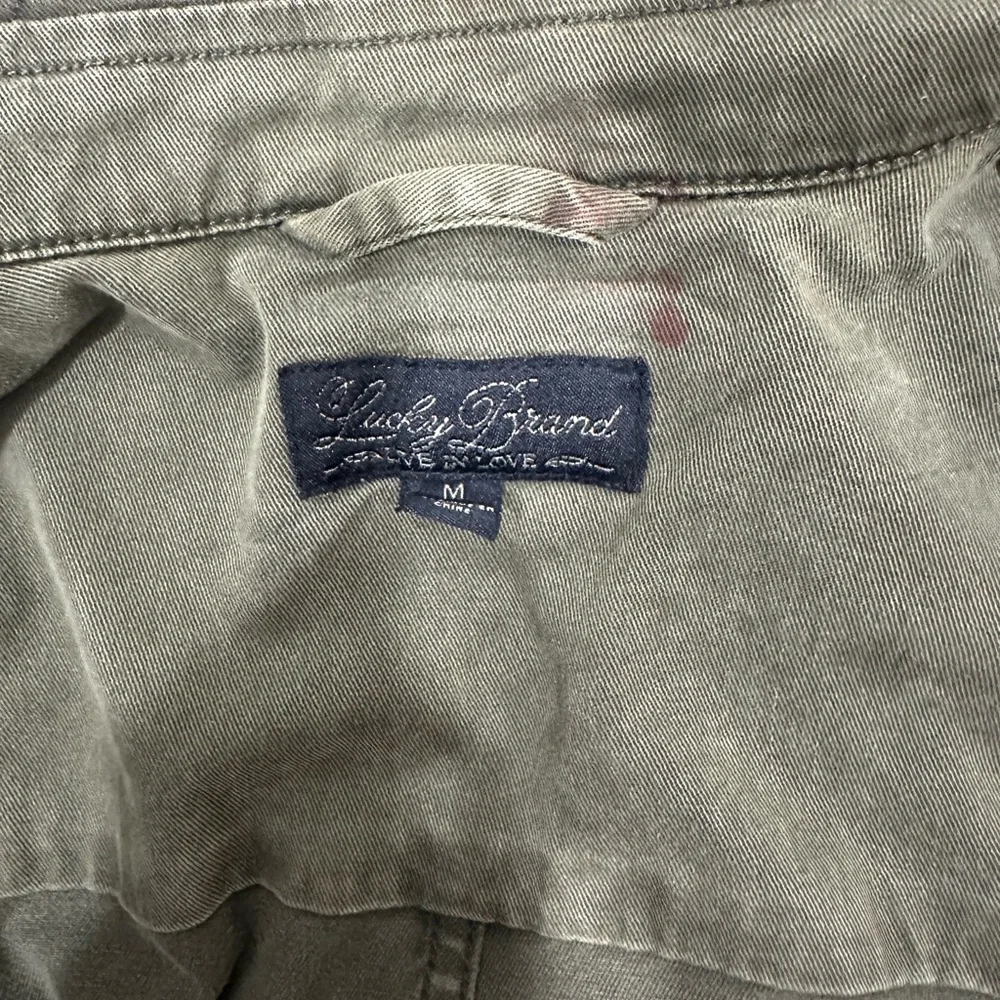 Lucky Brand Military Jacket M Cinched Waist Utility Army Olive Green Zip - Picture 11 of 13